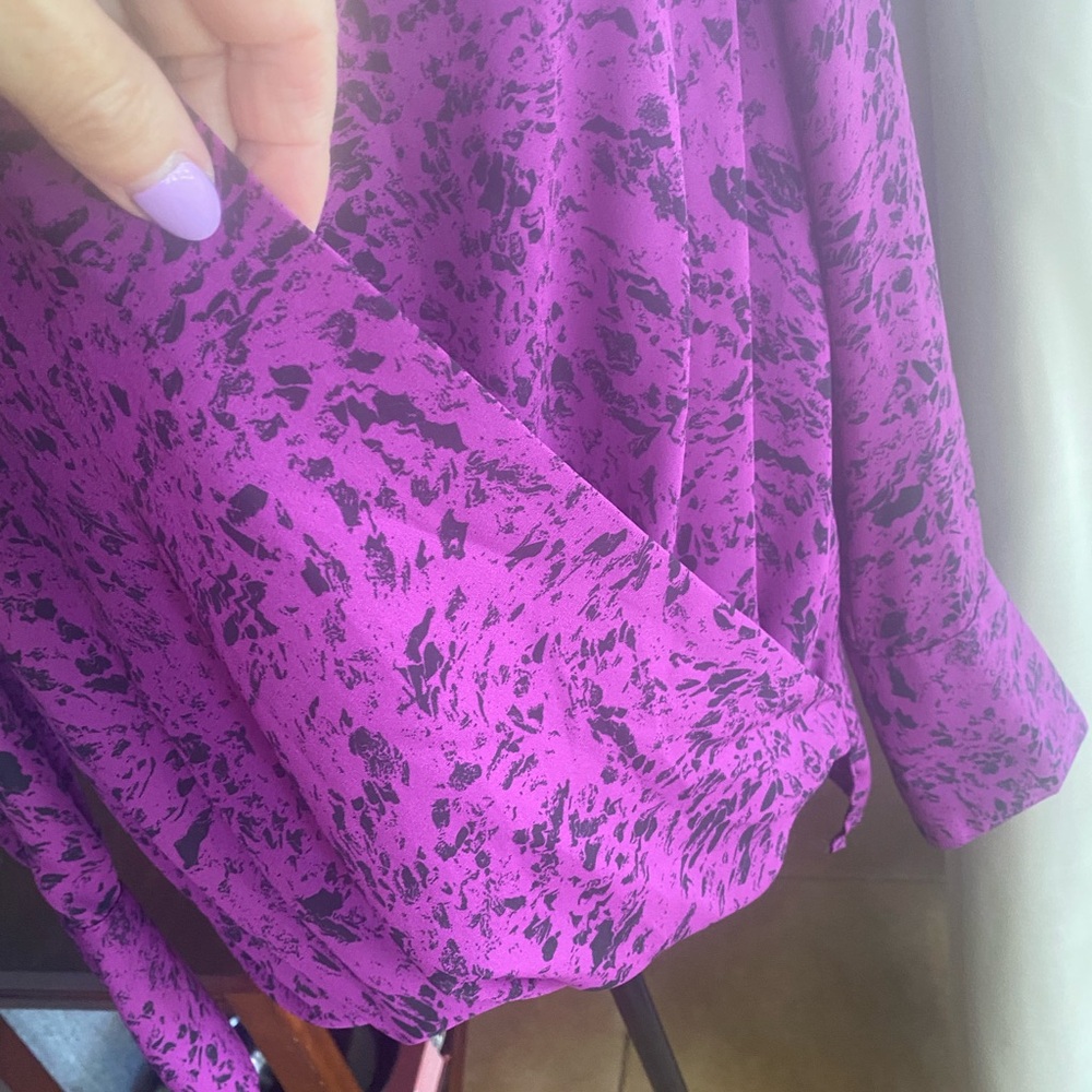 INC International Concepts Purple Patterned Blouse - Picture 2 of 4